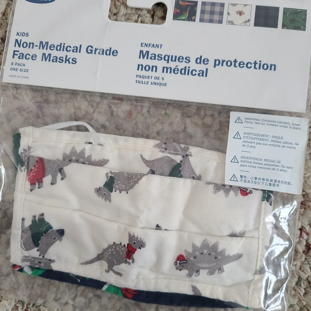 Old Navy Kids 3pk Non-Medical Grade Face Masks - Xmas Dino